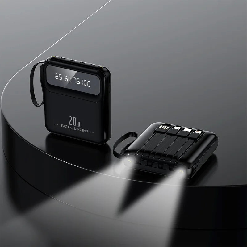 Premium Compact Power Bank with Built in Cables