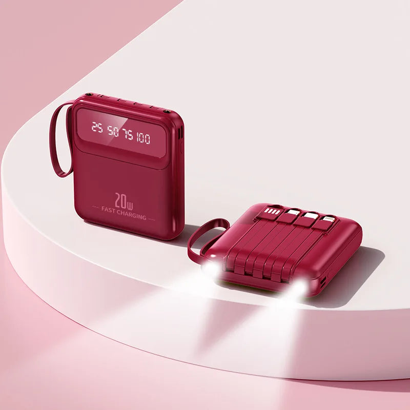 Premium Compact Power Bank with Built in Cables
