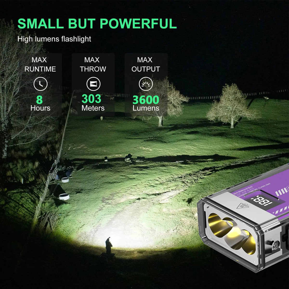 Linterna recargable premium con batería externa para camping