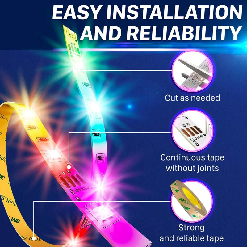 Tiras de luces LED inteligentes Premium RGBIC Dreamcolor con sincronización musical