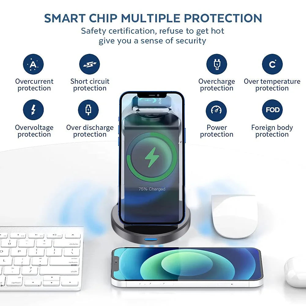 Premium 3 in 1 MagSafe Magnetic Wireless Charging Stand