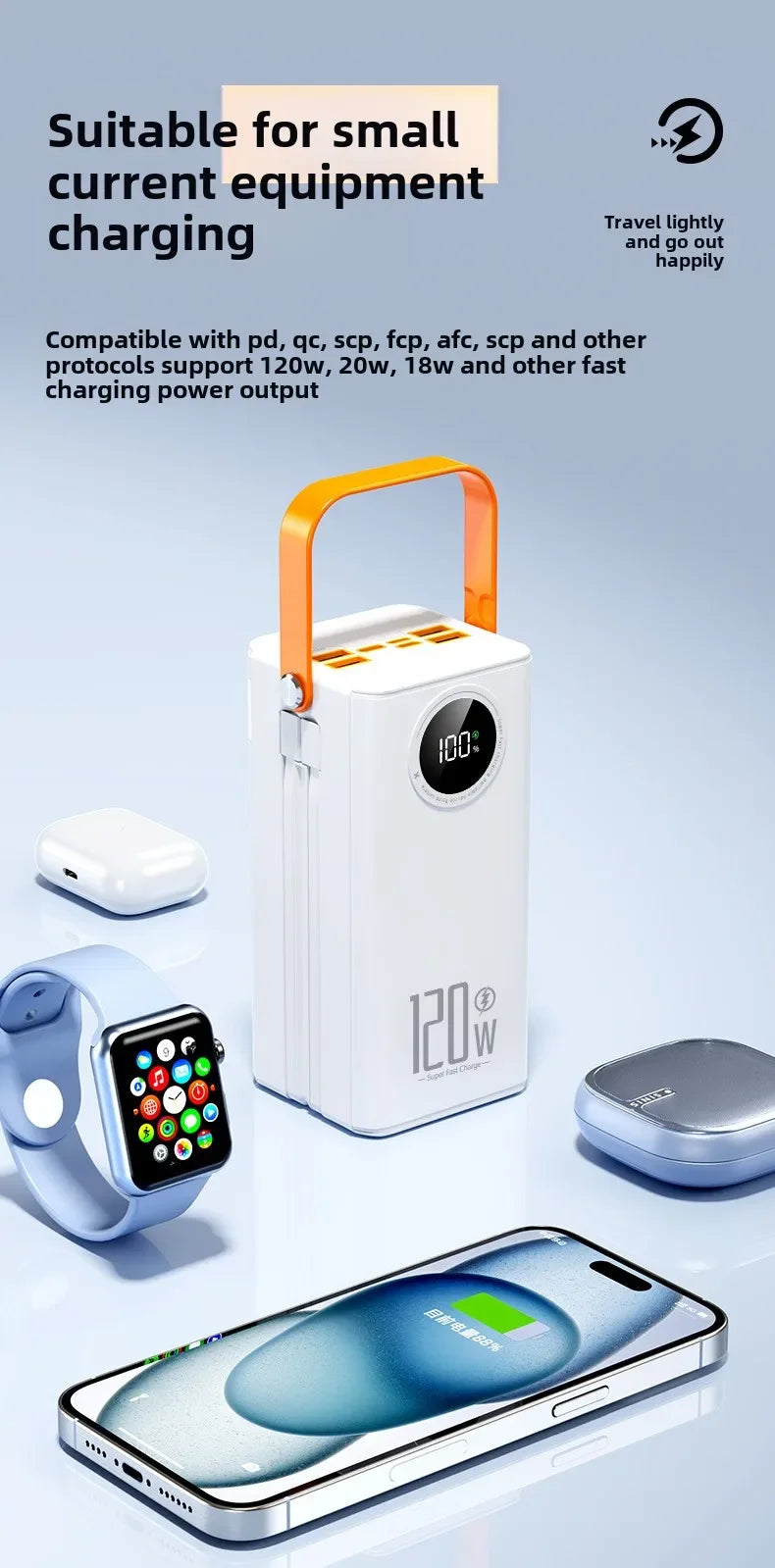 Premium Power Bank with 4 Built in Cables for Outdoor & Travel