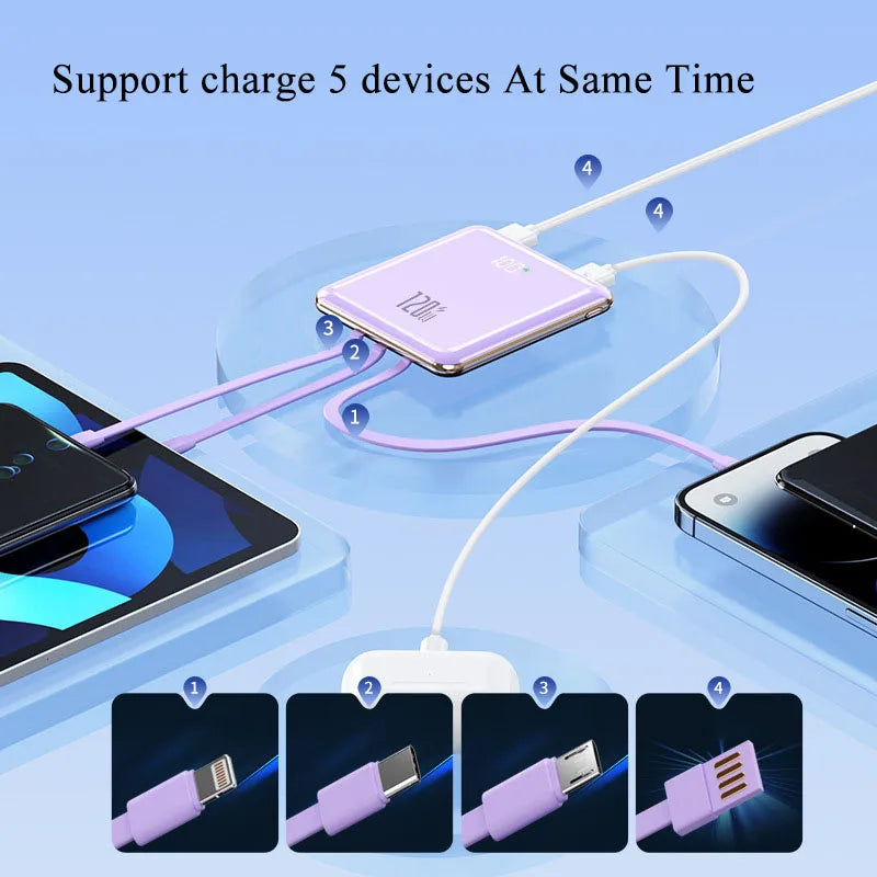 Power Bank premium ultradelgado con cables integrados