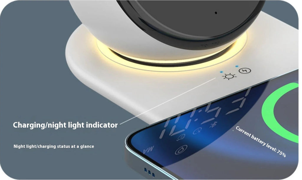 Reloj despertador con carga inalámbrica premium y luz nocturna