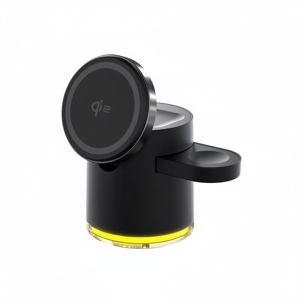 Premium 3-in-1 Wireless Charger - Glossy Black