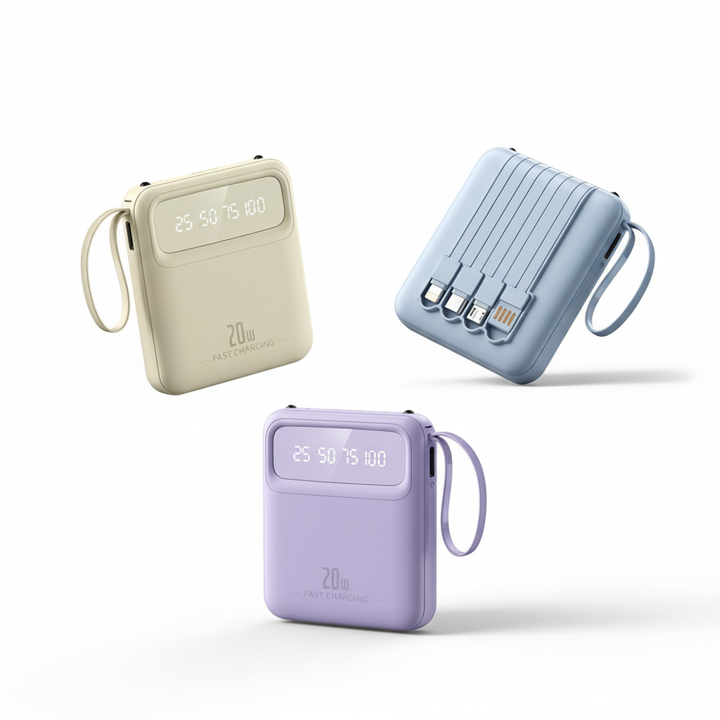 Premium Power Bank - White Background with Color Options