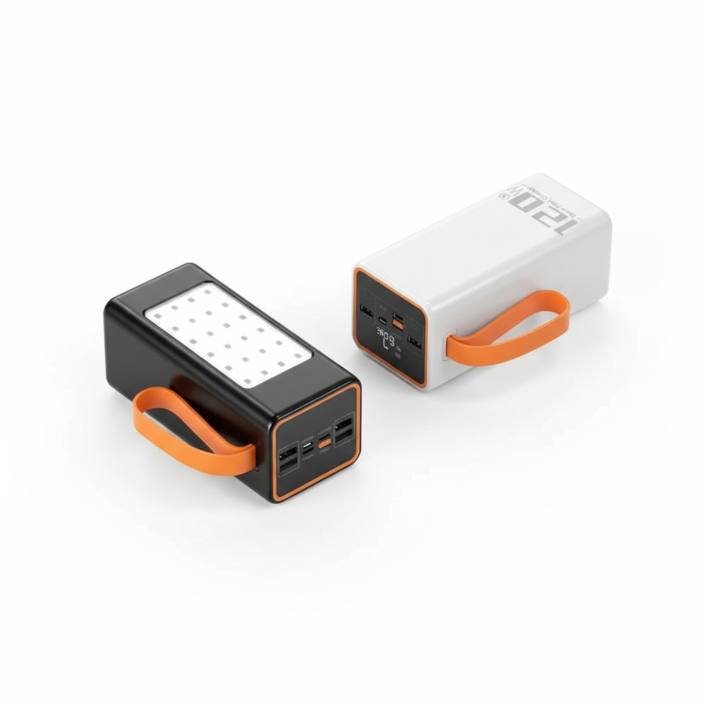 Premium Power Bank - White Background with Color Options