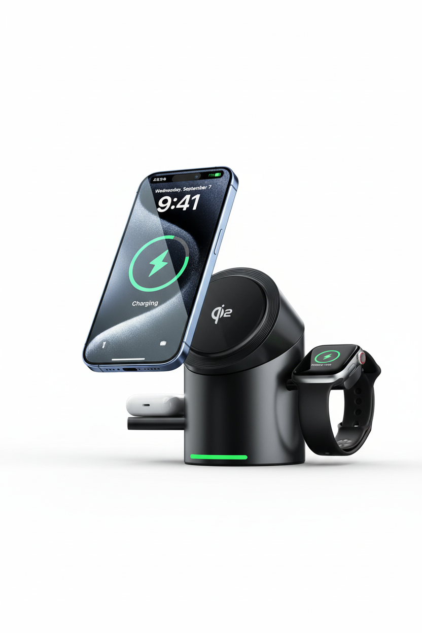 Premium Qi2 3-in-1 Charging Station - White BG